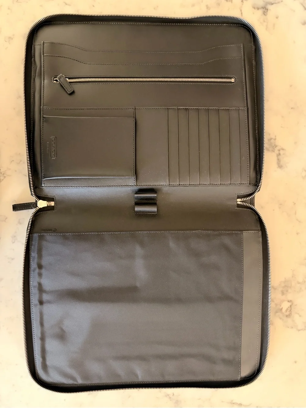 Coach Black Leather Zip Padfolio